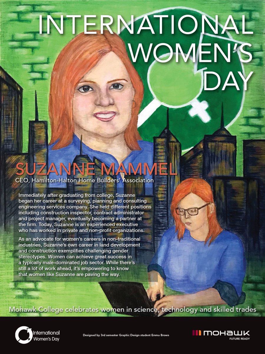 Honoured to be chosen by <a href="/MohawkCollege/">Mohawk College News</a> as a role model in Science,Technology &amp; Skilled Trades for #iwd2020 as seen by their graphic artist &amp; journalism students. Being a mentor &amp; advocate for women in non-traditional roles is truly one of those things that makes my heart happy.