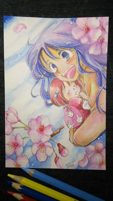イラスト オリジナルイラスト 女の子イラスト 水彩色鉛筆 色鉛筆 W チトセ のんびり漫画描き描きのイラスト