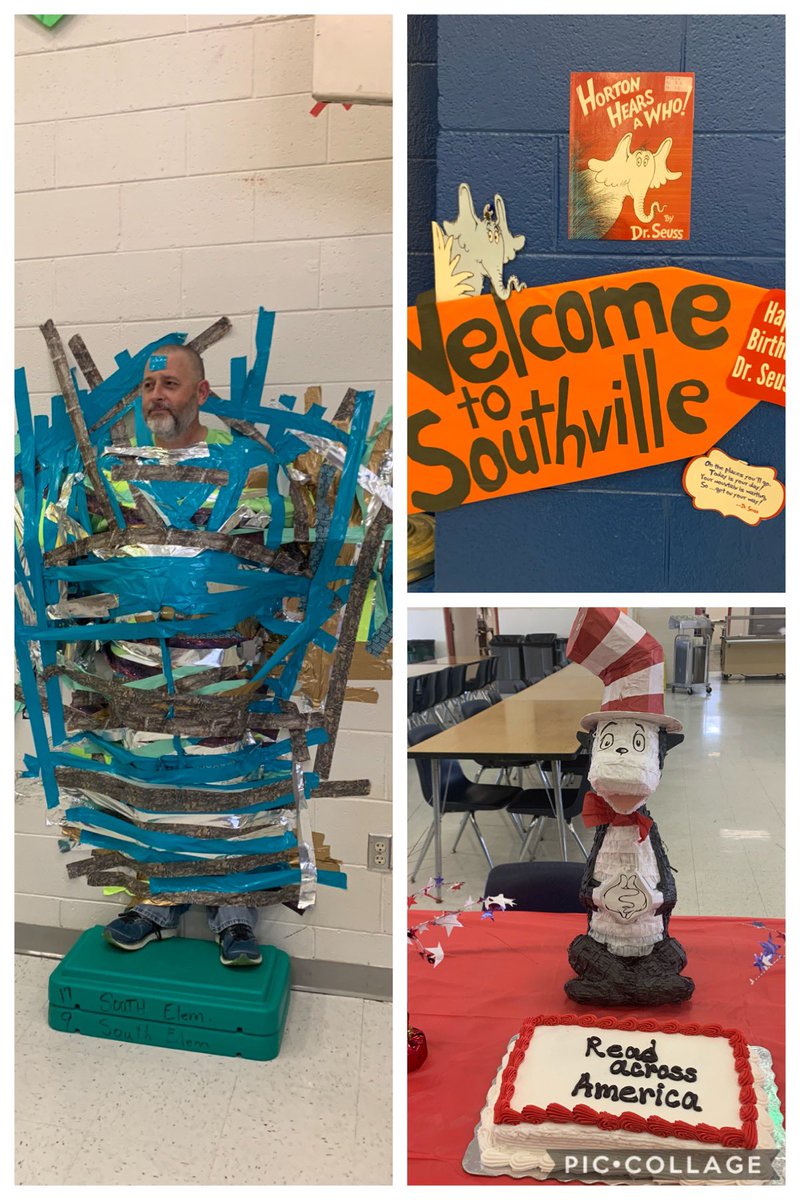 barbierikrn's tweet photo. So much fun @#South_CCS celebrating #ReadAcrossAmerica2020! Meeting Istation Goals= Duct taping principal to the wall! Fun filled week of guest readers, Dr. Seuss trivia, dress up days, cake, &amp; more! Inspiring reading, motivating students, &amp; making memories!❤️ @CaswellSchools https://t.co/L7v4JuIkds