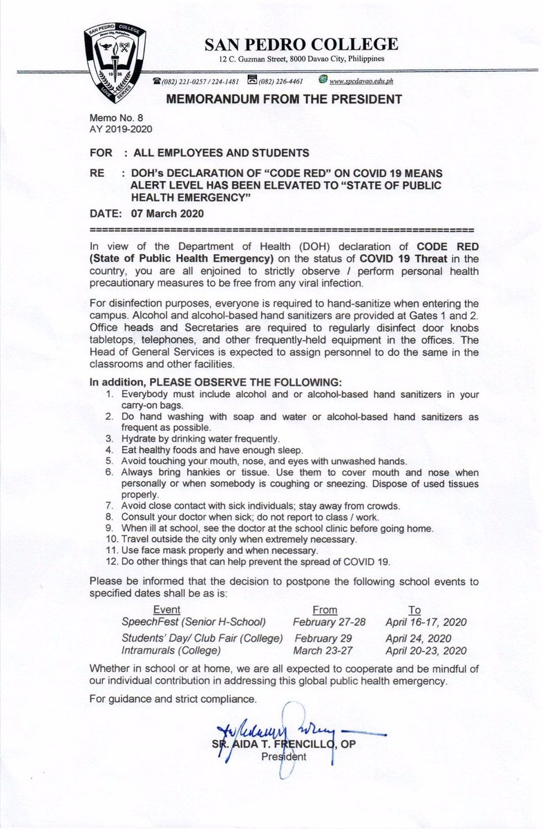spcnsrc's tweet photo. ❗❗ Memorandum from the SPC President

Re: DOH's Declaration of "CODE RED" on COVID 19 https://t.co/BUL4S7GMJC