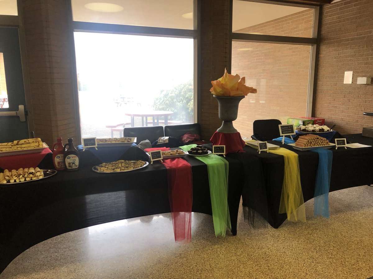 WenselChrista's tweet photo. Foreign Language Day 2020!  Our students planned, cooked food, organized and hosted their butts off to around 135 students from area schools.  Our theme this year was Olympics — Unity Through Competition  
❤️💚💛💙@SmDutchNation https://t.co/tYr0idmPaP