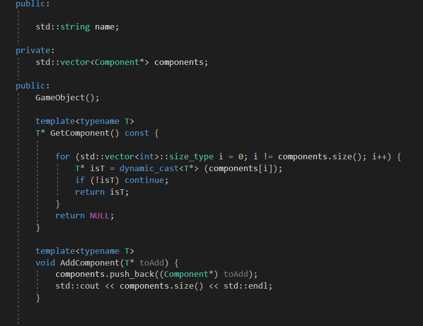 I wonder how Unity implemented its GetComponent method. I did my own version, but I keep reading using RTTI and dynamic casting is bad design in C++, so I was wondering what alternatives people have come up with for scenarios like these.