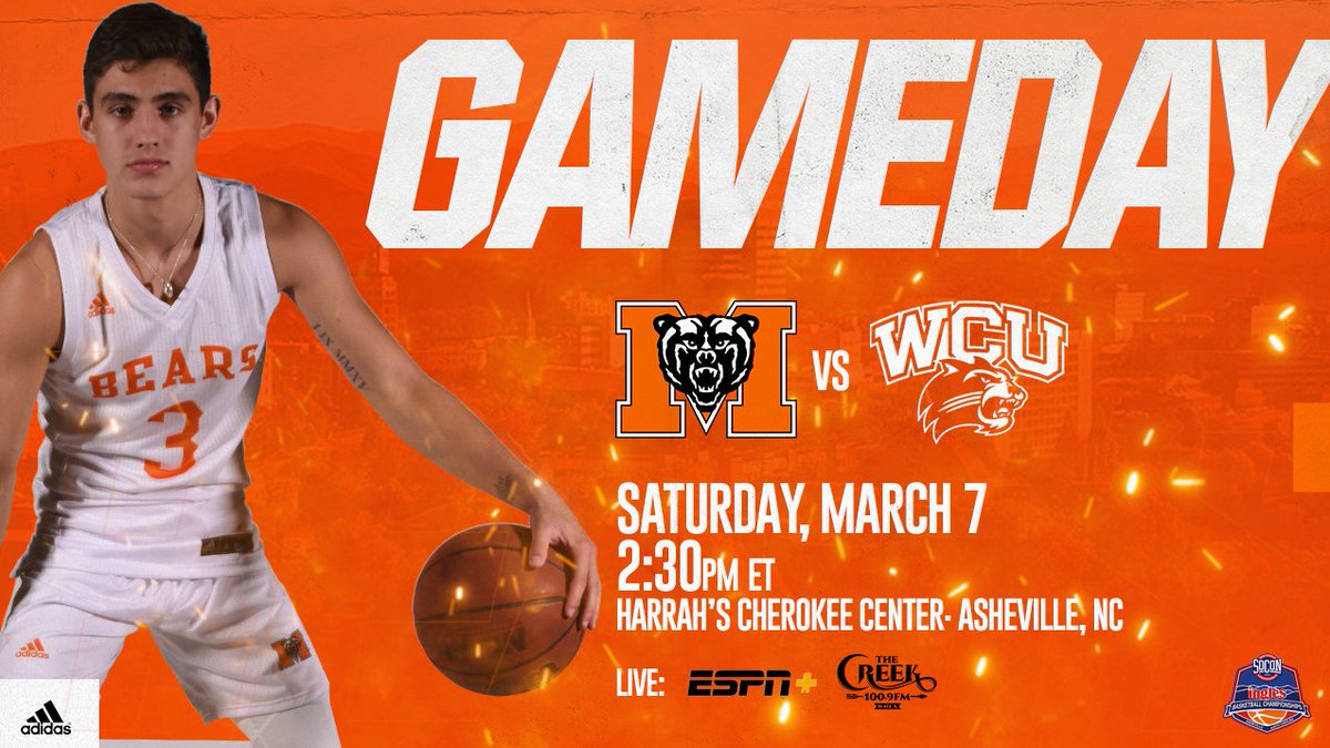 MercerMBB's tweet photo. 🚨GAME DAY 🚨

The run starts today!
SoCon Quarterfinals

🐻 vs. 🐱
🆚Western Carolina
⏰2:30 p.m. (ET)
🏟 Harrah's Cherokee Center
📍Asheville, N.C.
📺 https://t.co/vFmFgl1Kvr
📻 https://t.co/IBpTcWGb8h
📊 https://t.co/2Eue8Cscna

#RestoreTheRoar | #ConquerTheCatamounts https://t.co/iR2nEfQcrI