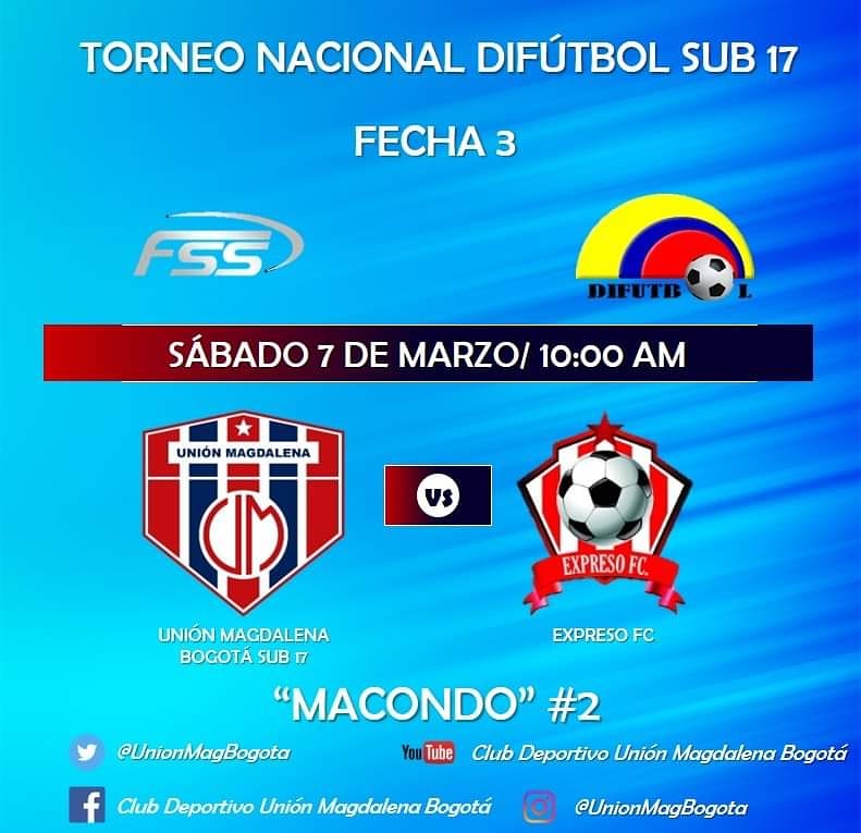 UnionMagBogota's tweet photo. Fecha 3 Torneo Nacional Difútbol Sub 17 https://t.co/z2K4bLeO3K