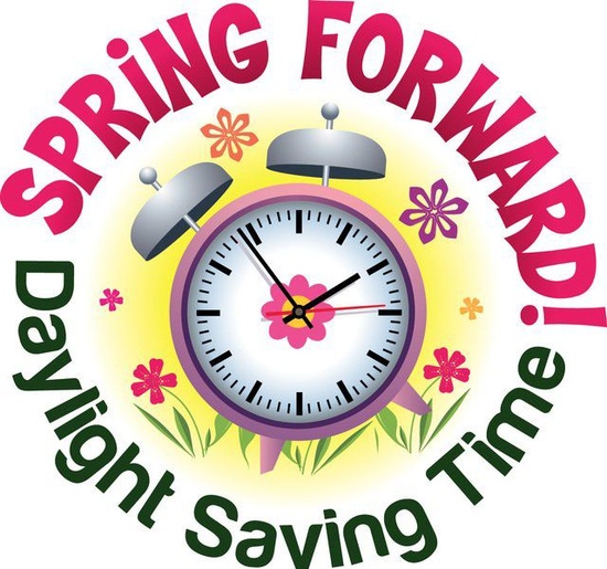 Don't forget that Sunday March 8th is Daylight savings - when 2 am strikes tomorrow early morning the clocks will spring forward to 3 am!