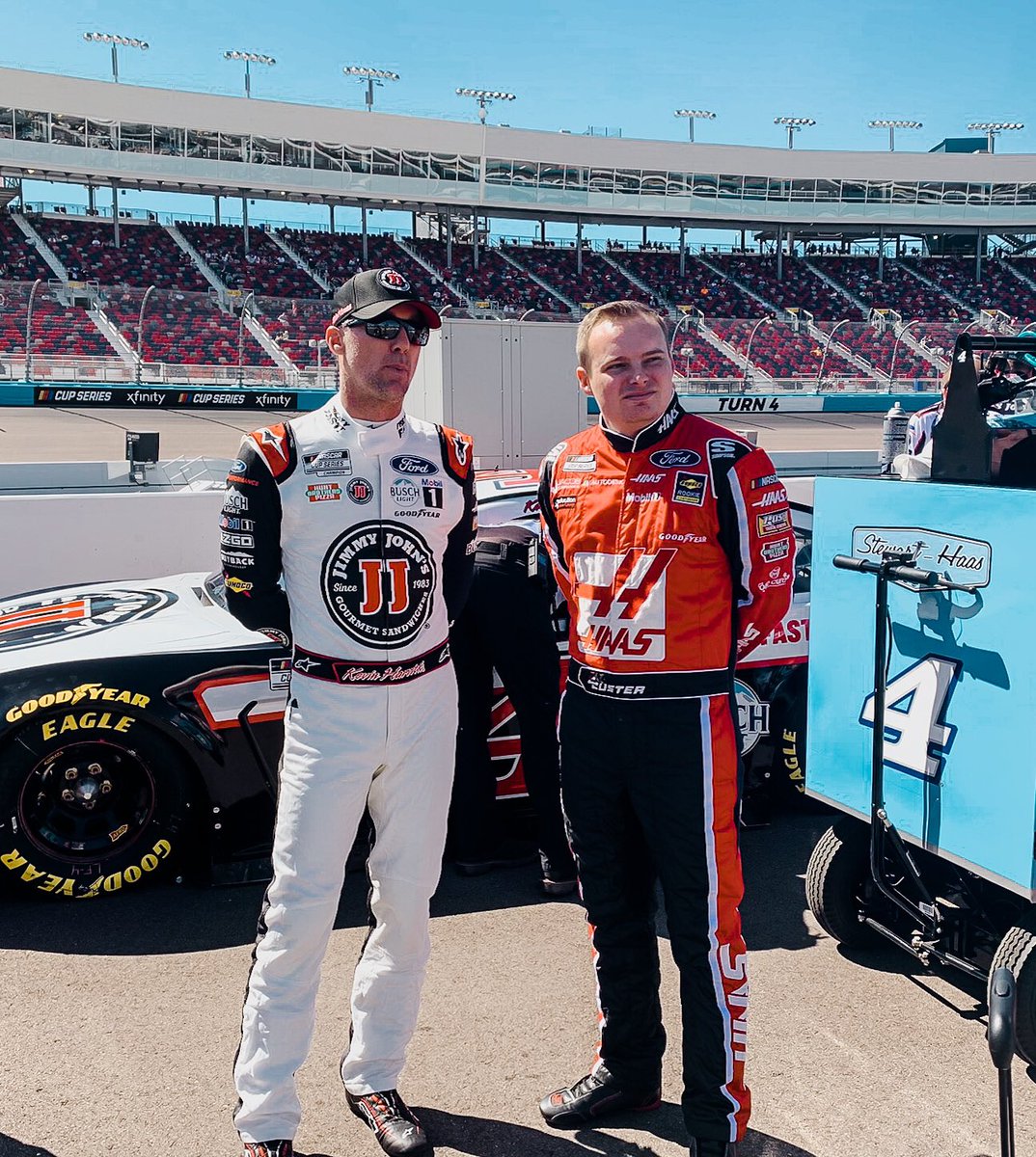 HaasFactoryTeam's tweet photo. The rookie &amp; the veteran. 😎

@ColeCuster | @KevinHarvick https://t.co/7UWLJ5S6IA