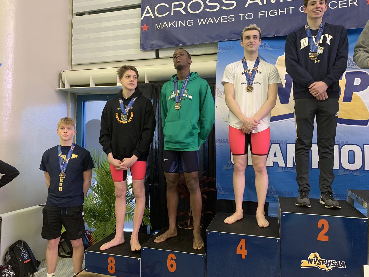 Soph Luka Samsonov..9th Place NYS Public Swim Championship in the 100 yd Backstroke. Congrats Luka!! #goldbacknation #newburghswimming #backstroke #greatseason