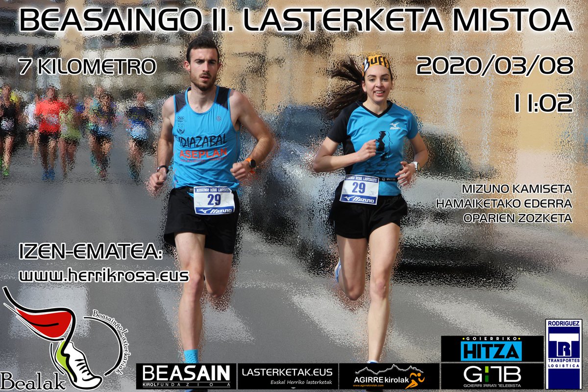 Bealak's tweet photo. ⚠️ ORDU 1 IZEN-EMATEA IXTEKO!
⚠️ 1 HORA PARA CERRAR INSCRIPCIONES!
🏃 14 Km edo 7 Km (bikote mistoak). ANIMATU!
👉 https://t.co/eR6Nqyfcng
#beasain #gipuzkoa #lasterketak https://t.co/uvrcWA2u6x