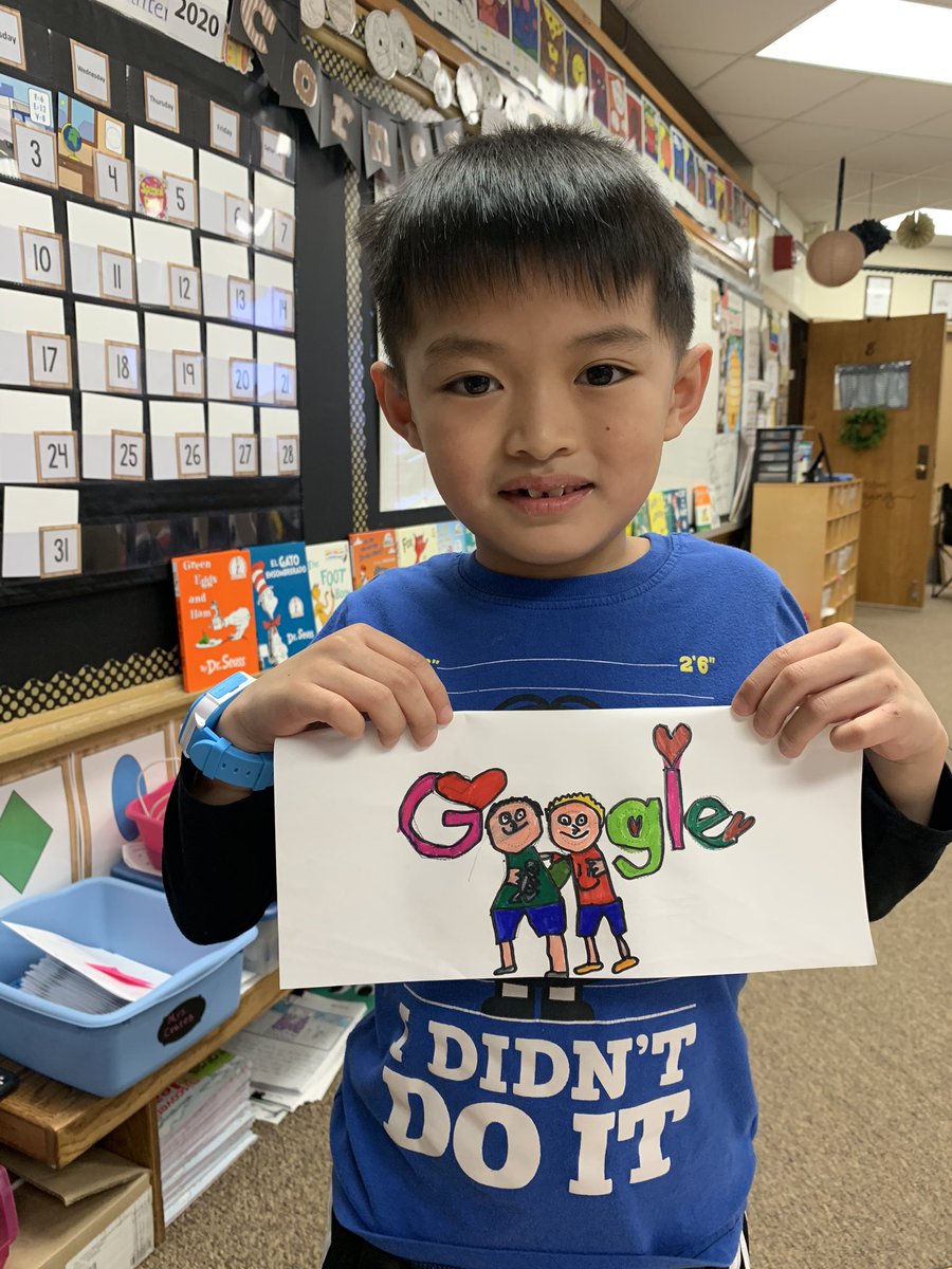 Strohscher2nd's tweet photo. Doodle 4 Google Contest: 
The 2020 Doodle for Google theme is: “I show kindness by...”
We just mailed out our doodles!  I’m so impressed with all of their creativity!  #TrojanTrue  #doodleforgoogle https://t.co/PwNLErsApB