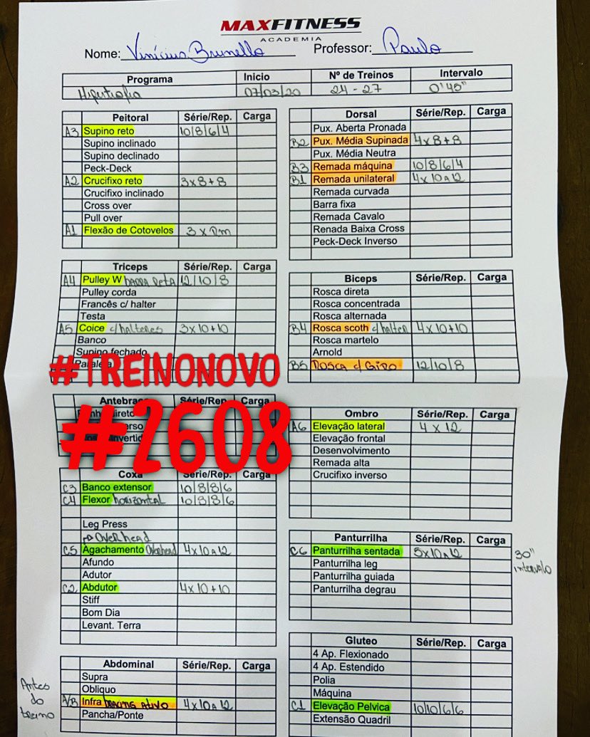 07.03.20 Treino Número 2608 #training2608 #treino2608 #2608 #selfiegym #selfie #selfieworkout #fitness #iloveworkout #gymplace #gym #healthylifestyle #academia #health #vinitreino #baby #mood #airpods #sweat  #suor #addicted #rayban  #newtraining #treinonovo #sabado #saturday