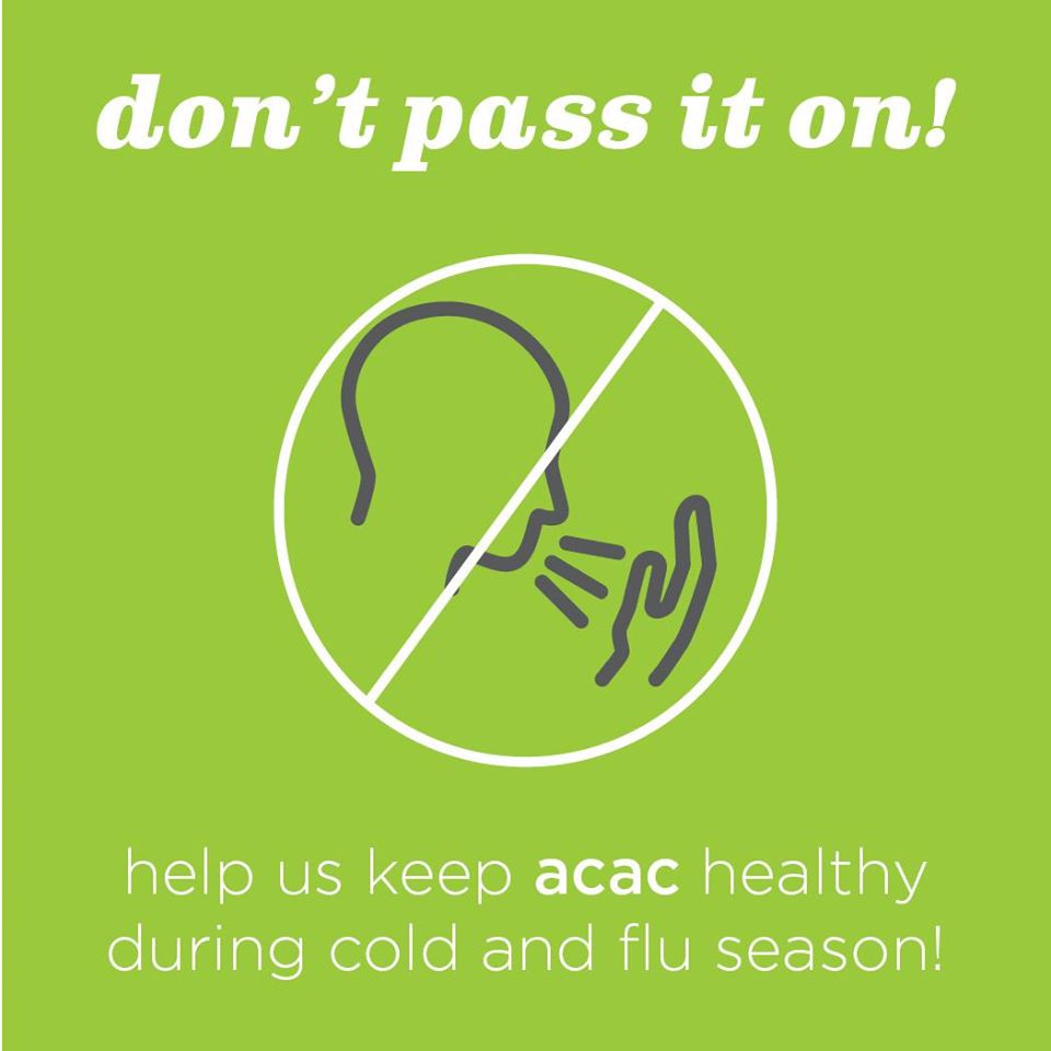 Help us keep acac healthy! Remember to wash your hands, cover your cough, and wipe down your equipment before and after each use.
Read a message from acac's Medical Director Dr. Degnan about the proactive steps acac is taking. hubs.ly/H0nqgC40