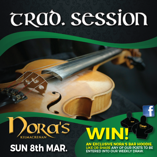 Old faithful will be back in Nora's this Sunday. Come along and enjoy our live TRAD SESSION.