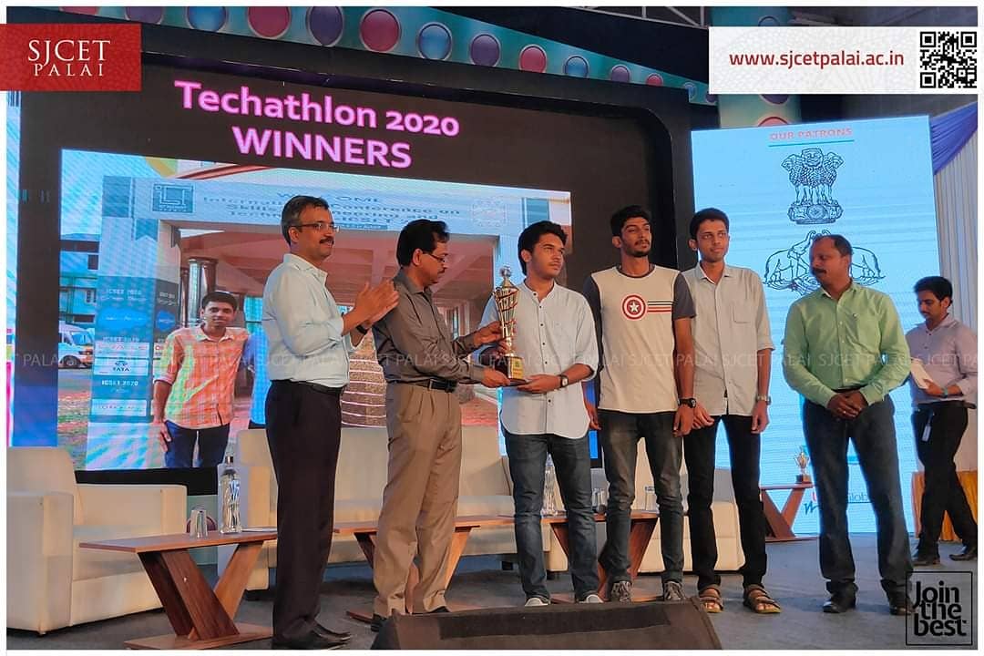 SJCET_PALAI's tweet image. Congratulations to our S6 CSE students who won the First Prize at Techathlon 2020 conducted by ICT Academy.

Project : DigiBus- An app which can track running status both private and government buses.

#sjcet #sjcetpalai #Techathlone2020Winner
#ICTAcademy #DigiBus #FirstPrize