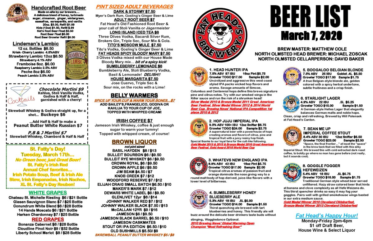 FatHeadsCLE's tweet photo. Saturday Beer List! https://t.co/SwlaUxHGy7