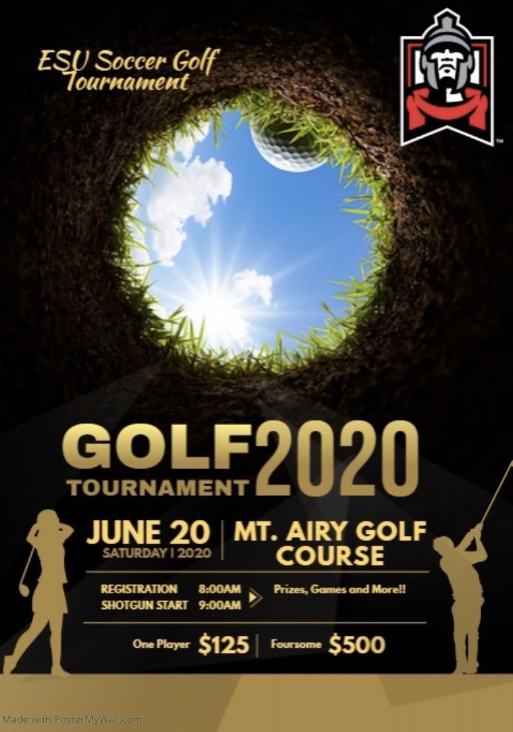 ESU_WSoccer's tweet photo. Mark your calendars! ESU Soccer golf outing Saturday June 20th! We recognize that you are soccer players not golfers, as years have definitely shown in the past.. Take a swing/kick anyway! #longestdrive #longestkick #pulledhammy #Wherewarriorsbelong https://t.co/yroCdAPSNO