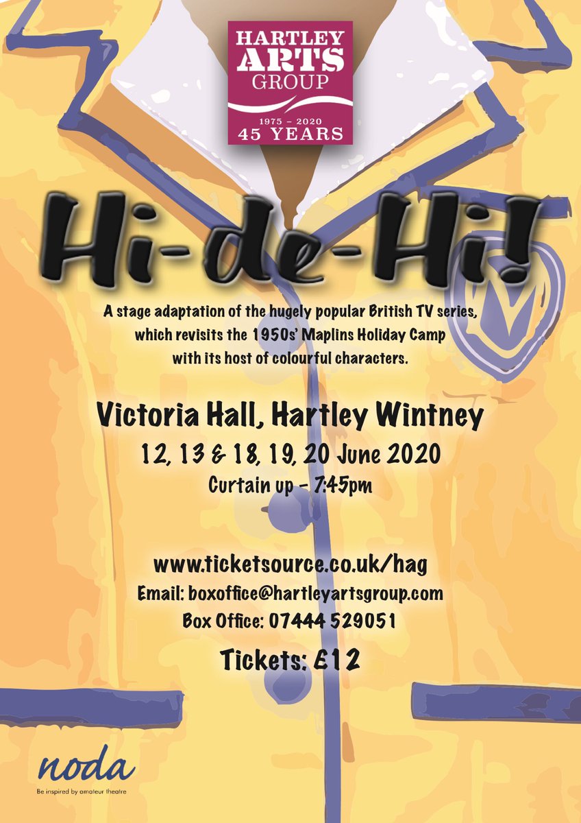 1/2 HAG are holding a read through on Tuesday 10th of March at 8pm in Jubille Hall within Victoria Hall in Hartley Wintney for our June performance of HI-DE-HI! If you are intereted, why not join us.
#hidehi #hag #amdram #comedy #auditions