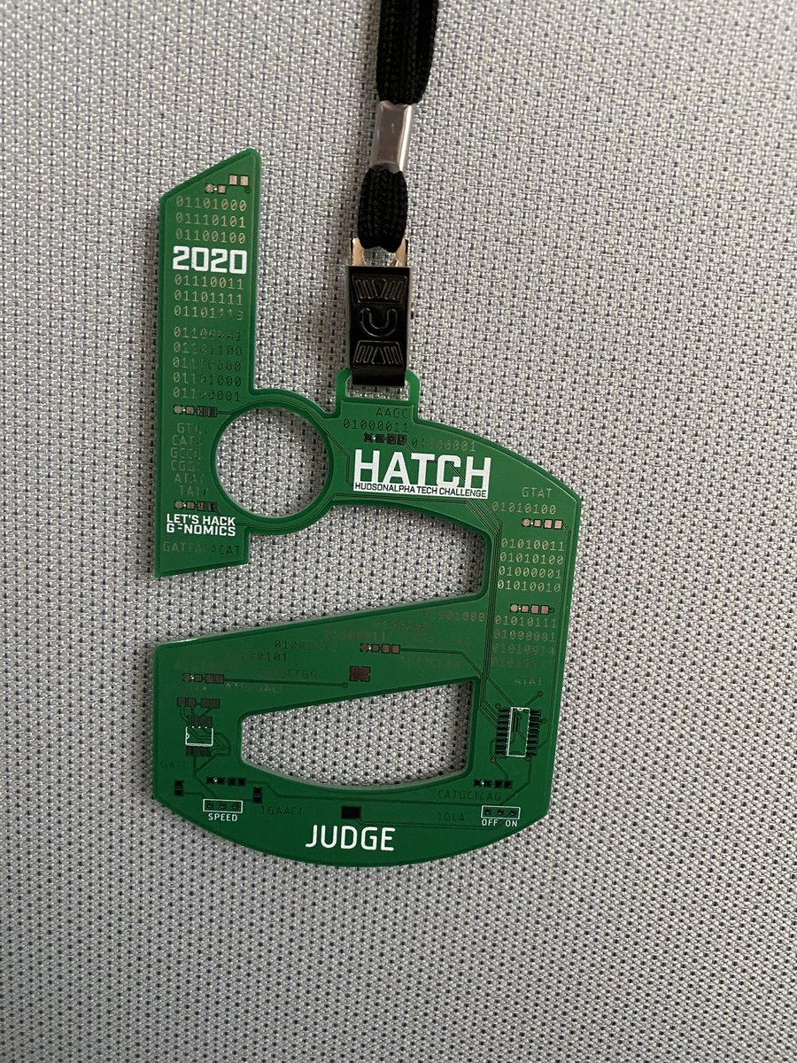 jcarterwells's tweet photo. This is about the coolest badge I’ve seen. Crowd gathering, getting ready to hack @hudsonalpha #HATCH2020. Good luck! #LetsHackGenomics #hackathon https://t.co/WvCxAeMCAA