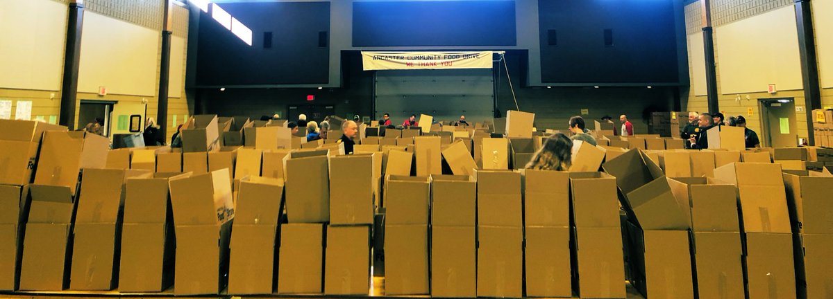 Good morning! I’m hanging out at the Ancaster Community Food Drive at the Ancaster Fairgrounds! Hundreds of volunteers are here sorting, packing and getting boxes of food ready to be donated to multiple food banks in the area 👍🏻