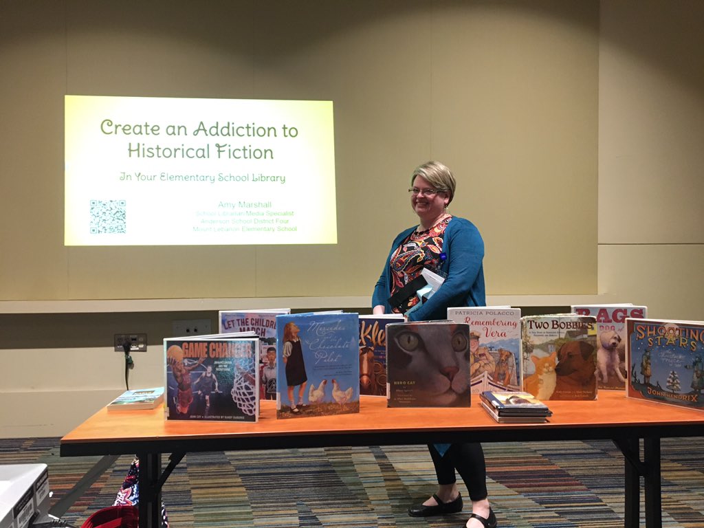 RiderKelleyB's tweet photo. My friend Amy Marshall is about to present @SCASLNet to a full room! #CreateanAddictiontoHistoricalFiction #SCASL20 @amylomars #SCASL2020 #Experience4 https://t.co/yaJHPlUbae