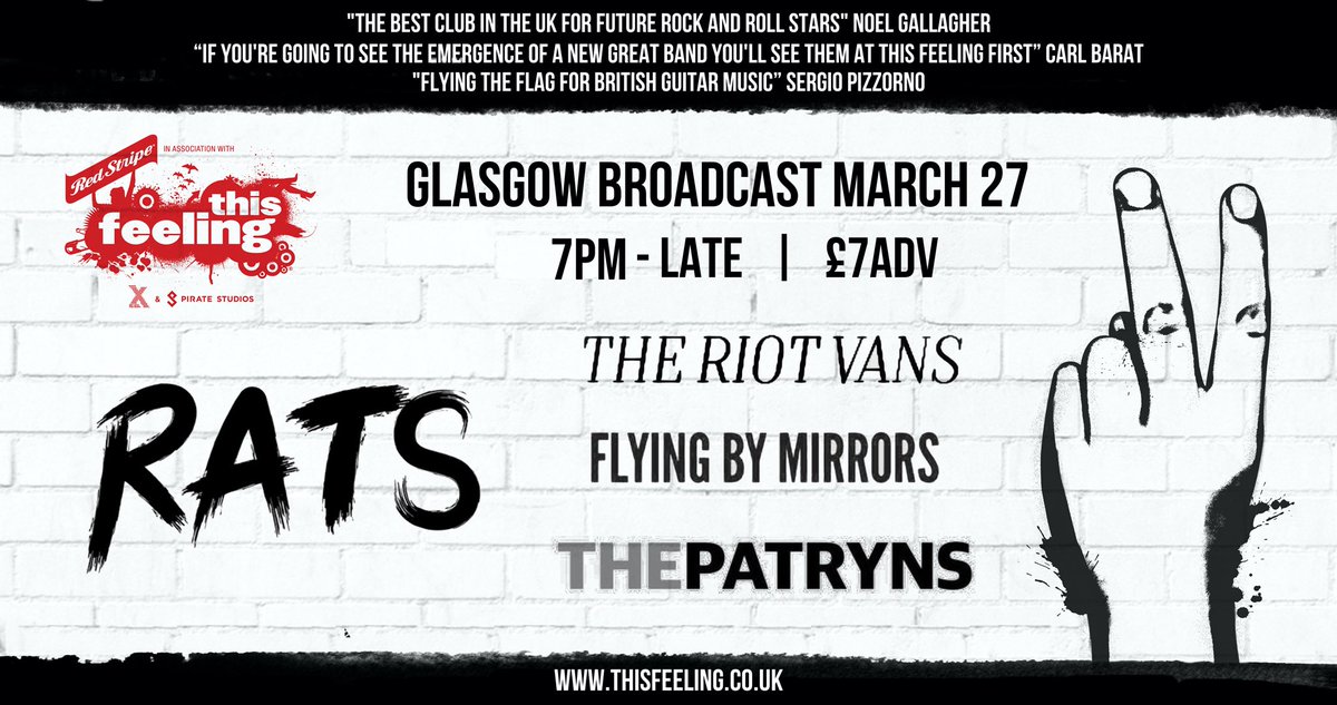 In a few weeks we’re back at <a href="/BroadcastGLA/">Broadcast Glasgow</a> alongside some class bands with <a href="/This_Feeling/">This Feeling</a> ! 

⬇️⬇️Ticket link⬇️⬇️
thepatryns.bigcartel.com/product/ticket