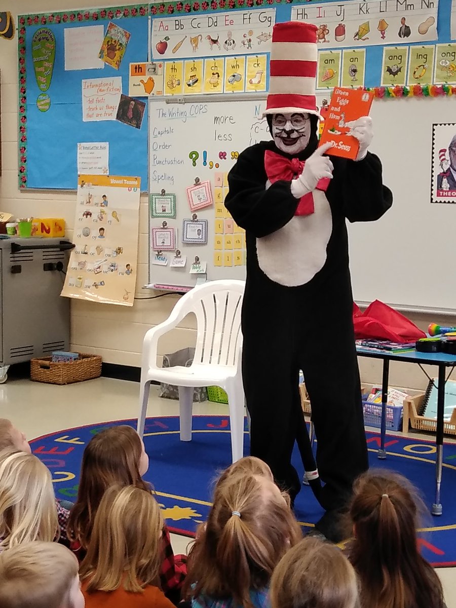GES_Fegley1st's tweet photo. The Cat in the Hat Comes Back! With him, he brings a message: To get better at anything, we must practice. Read Every Day! #ReadAcrossPA #gwdes https://t.co/doORZxfjRz