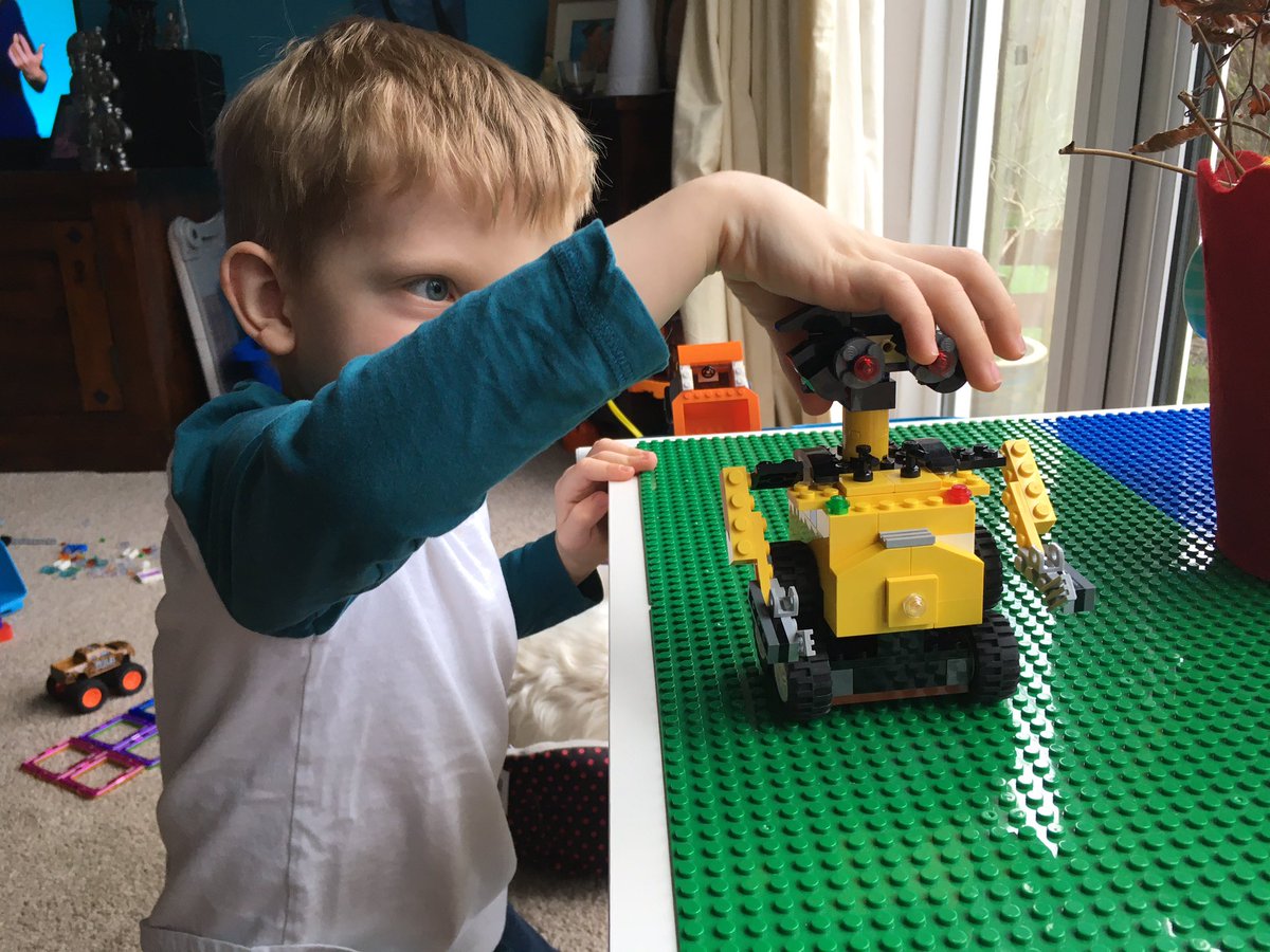 SapientArmy's tweet photo. Felix and I watched Wall-E this morning. Forgotten how good it is. So this afternoon, we cracked out the Lego and I came up with this. Little man loves his new toy! #legorecruitment #lego #pixar #disney https://t.co/l7Ch5qUFJH
