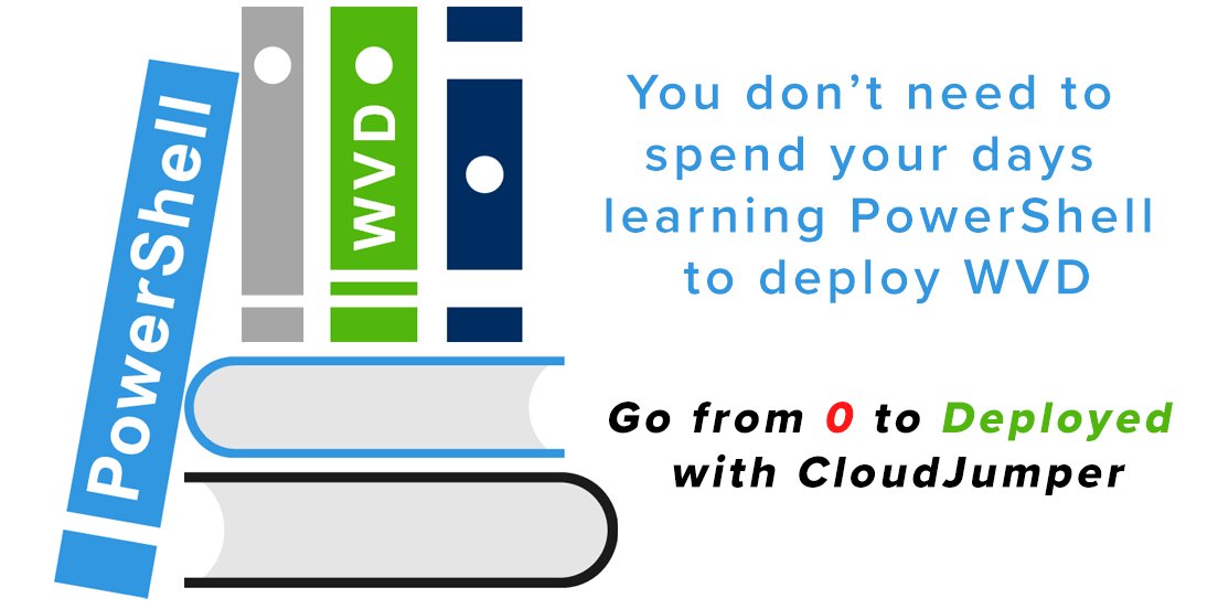 Take your WVD project from zero to deployed in a matter of minutes with #CloudJumper’s simple UI for WVD – NO #PowerShell required. 

Our simple UI overlays your #Azure tenant and allows you to deploy, manage, maintain and optimize #WVD #remotedesktop and application #workspaces