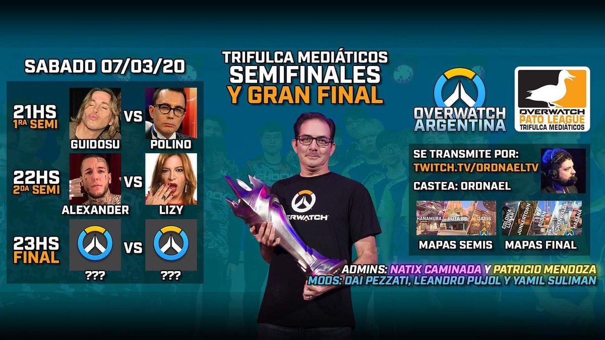 OrdnaelGG's tweet image. Hoy a las 21, tenemos el desenlace de la #Trifulca de los mediáticos de #Overwatch Argentina! No te pierdas los encuentros en twitch.tv/ordnaeltv