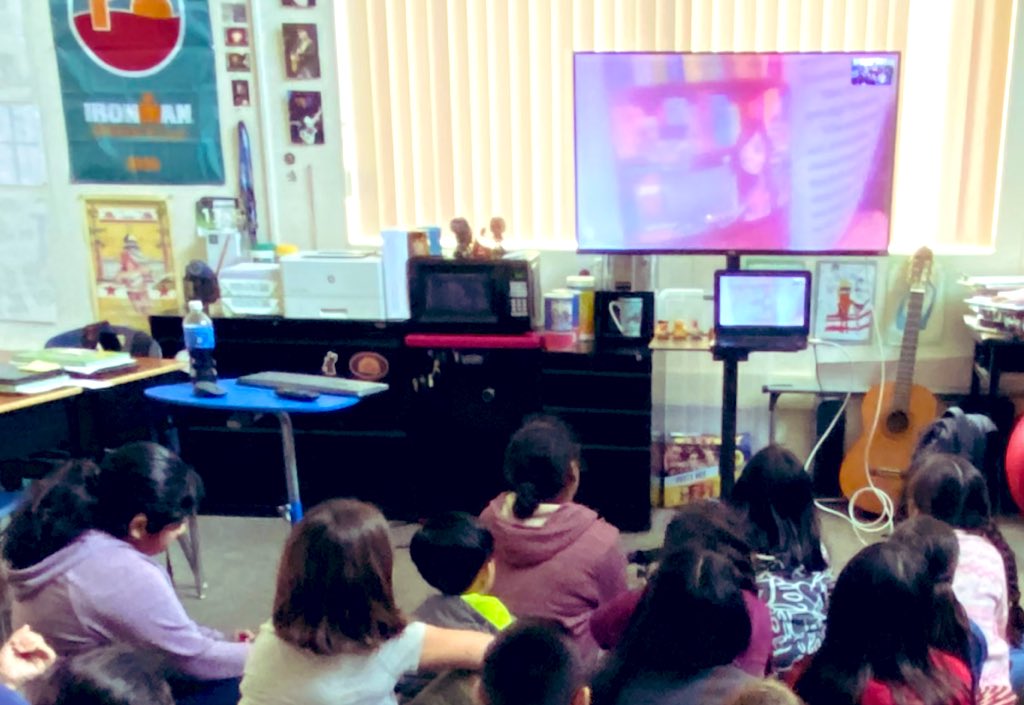 easterby43's tweet photo. Such a great time with @bashandlucy_ learning about he writing process and where great story ideas come from:) A wonderful way to learn during #ReadAcrossAmericaWeek:)  @SkypeClassroom @MicrosoftEDU #easterbyisawesome @Easterby24 https://t.co/QiAvz6HyT4