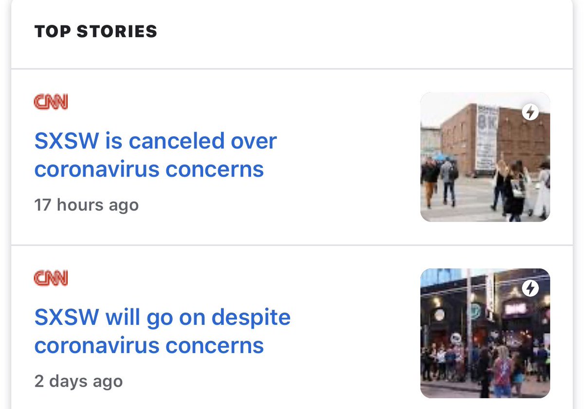 Shows how quickly things can change. We’re gonna all feel the trickle down from this one unfortunately. #SXSW2020