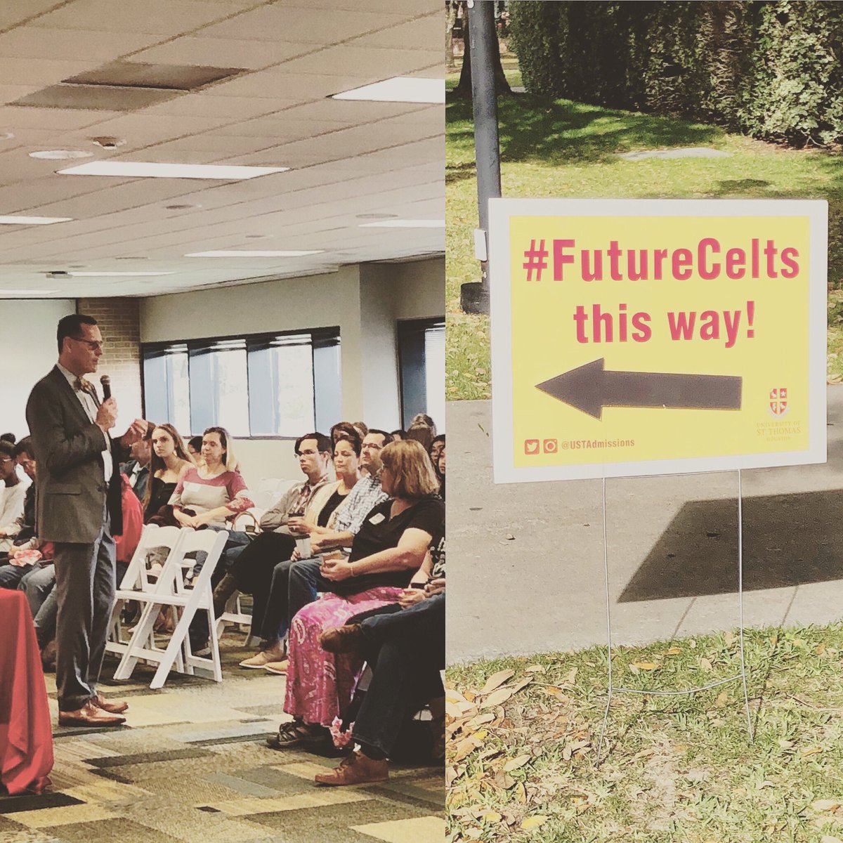 USTadmissions's tweet image. Good Morning #FutureCelts! We are starting off the day with a warm welcome from the President of UST, Dr. Richard Ludwick at Showcase Saturday! 🦁🌟 #USTHouston #ShowcaseSaturday #Goodness #Knowledge #Discipline #community