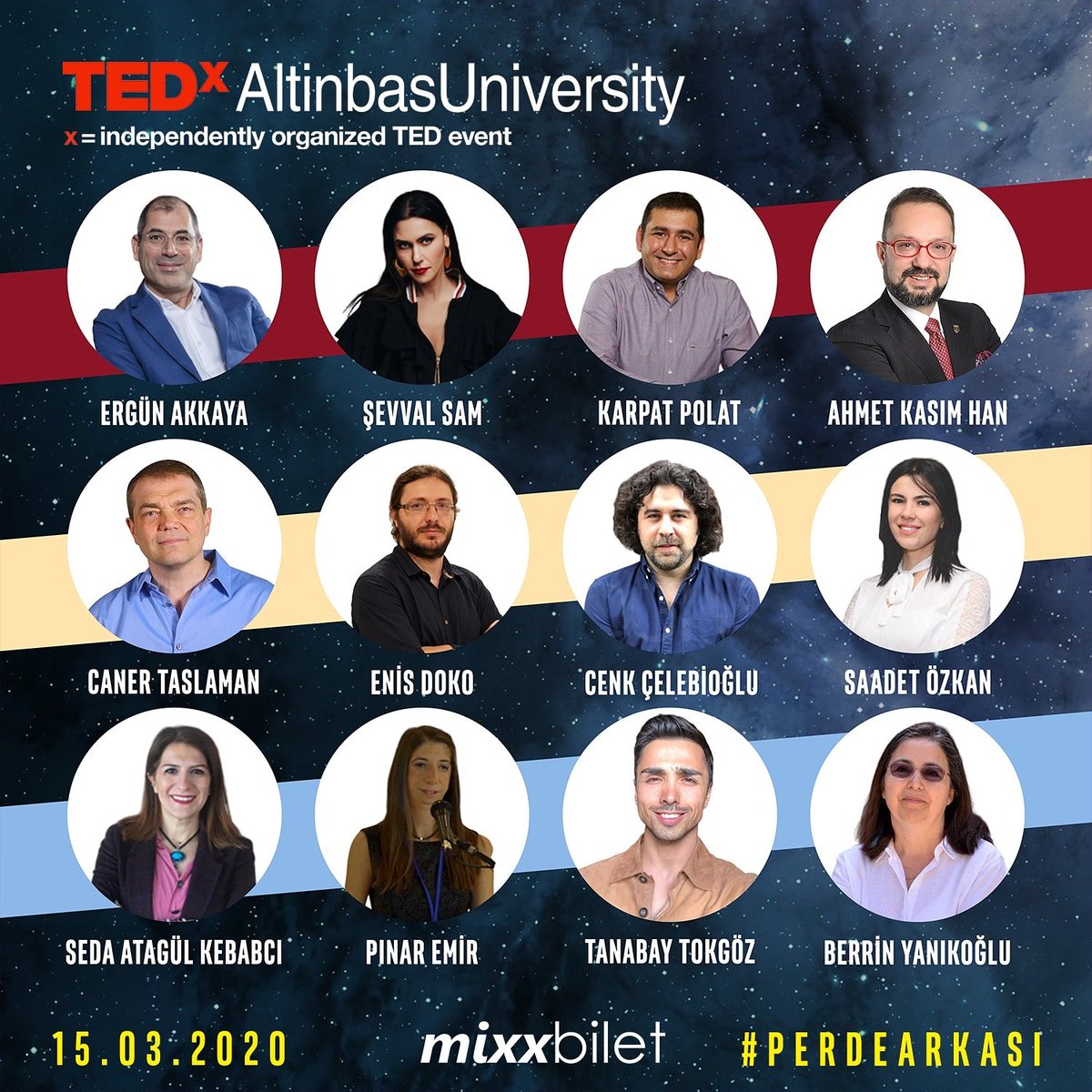 tedxaltinbasuni's tweet photo. Veeee karşınızda Perde Arkası'nın tüm konuşmacıları!Perde Arkası 15 Mart 2020 Pazar günü #TEDxAltinbasUniversity Mahmutbey Yerleşkesinde! Biletler için profilimizdeki linke tıklayabilir ya da https://t.co/NkfMY60nYF adresini ziyaret edebilirsiniz.❌🔥

Tasarım: @onurcangokcetin https://t.co/fYRmPhWMdF