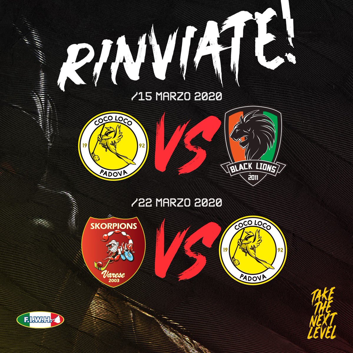 Coco_Loco_PD's tweet photo. โ RINVIATE tutte le gare di Campionato serie A1 e A2 in programma fino al 3 aprile 2020.
โก๏ธ L'articolo completo qui https://t.co/9MhkQhUrtY
Quindi le partite con i Black Lions VE e Skorpions VA sono rinviate a data da destinarsi!
#cocolocopadova #takethenextlevel https://t.co/bpC8DIG3uw