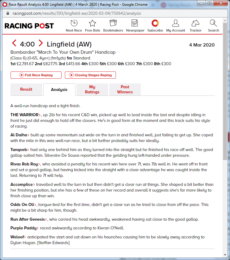 themastarata's tweet photo. @TomWilsonHorses @bet4bettor Interesting race imho, 3rd fastest on card but lowest Class (C6) but winner rated much higher back in the day & seems more his old self. 2nd & 3rd, both lightly raced progressive types, should prove well h'capped but 3rd Tanqeeb, like others bulk of points 2nd column - #12watch! https://t.co/nSmQt3pE0w