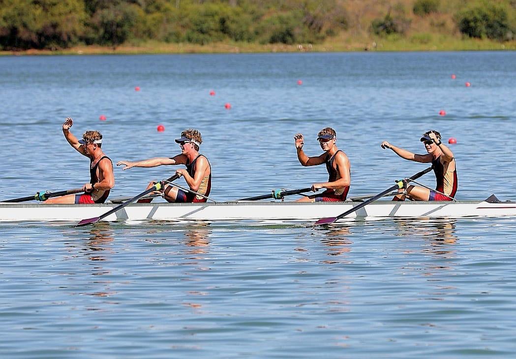 stjohns_college's tweet photo. Congratulations to our U19 Coxless Four - Sven Solot, Tim Martin, Graeme Gush and Nic Chamberlin - who won gold in the SA Schools Rowing Champs at Roodeplaat Dam. #SJCRowing #LuxVitaCaritas https://t.co/IgBw1KGH3S