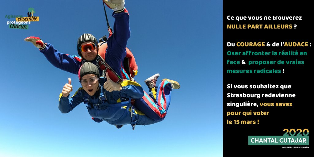 Cutajar2020's tweet photo. COURAGE &amp; AUDACE !
Du COURAGE pour oser affronter la réalité en face et dénoncer les fausses bonnes idées (ZFE, 100% ENR, Plan Climat 2030).
De l'AUDACE pour proposer de vraies mesures radicales, tout simplement vitales.
#Strasbourg
#Strasbourg2020
#AgissonsEnsemble https://t.co/Pa6AQdouv3