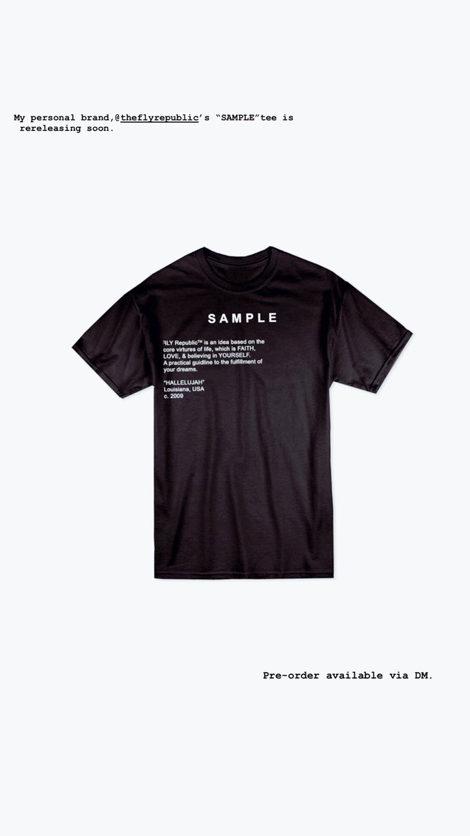 TheFLYRepublic's tweet photo. @TheFLYRepublic’s “SAMPLE” tee rereleasing soon! 👀🔥🔥 https://t.co/YB0hi8QJsR