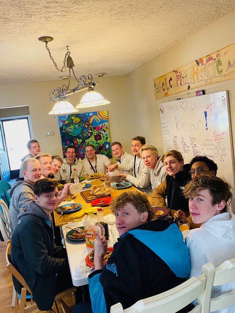 Thank you Hogans for hosting this year’s state team breakfast. Looks like a bunch of happy and well fed men.  
#GoWO #Stuffed #NeedANap