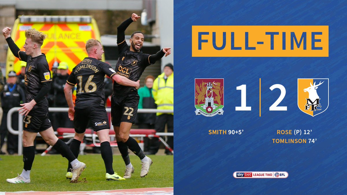 mansfieldtownfc's tweet photo. FT | Northampton 1-2 #Stags 

GET IN! ✊

Goals from @dannyrose_32 and @WillemWillem8 give us a big win on the road! https://t.co/zsvT1hWciT