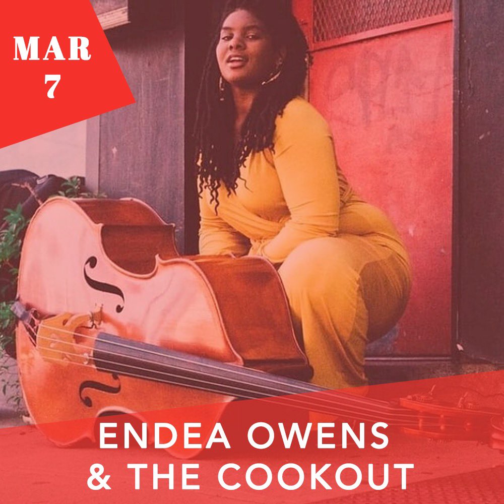GinnysHarlem's tweet photo. Endea Owens—bassist, composer, and Lincoln Center's Emerging Artist of 2019—returns to Ginny's for another interactive performance of cookout inspired jazz. Tickets available online and at the door. #ginnysupperclub #endeaowens #bassist #livemusic #harlem #jazz https://t.co/8lZ81q25ed