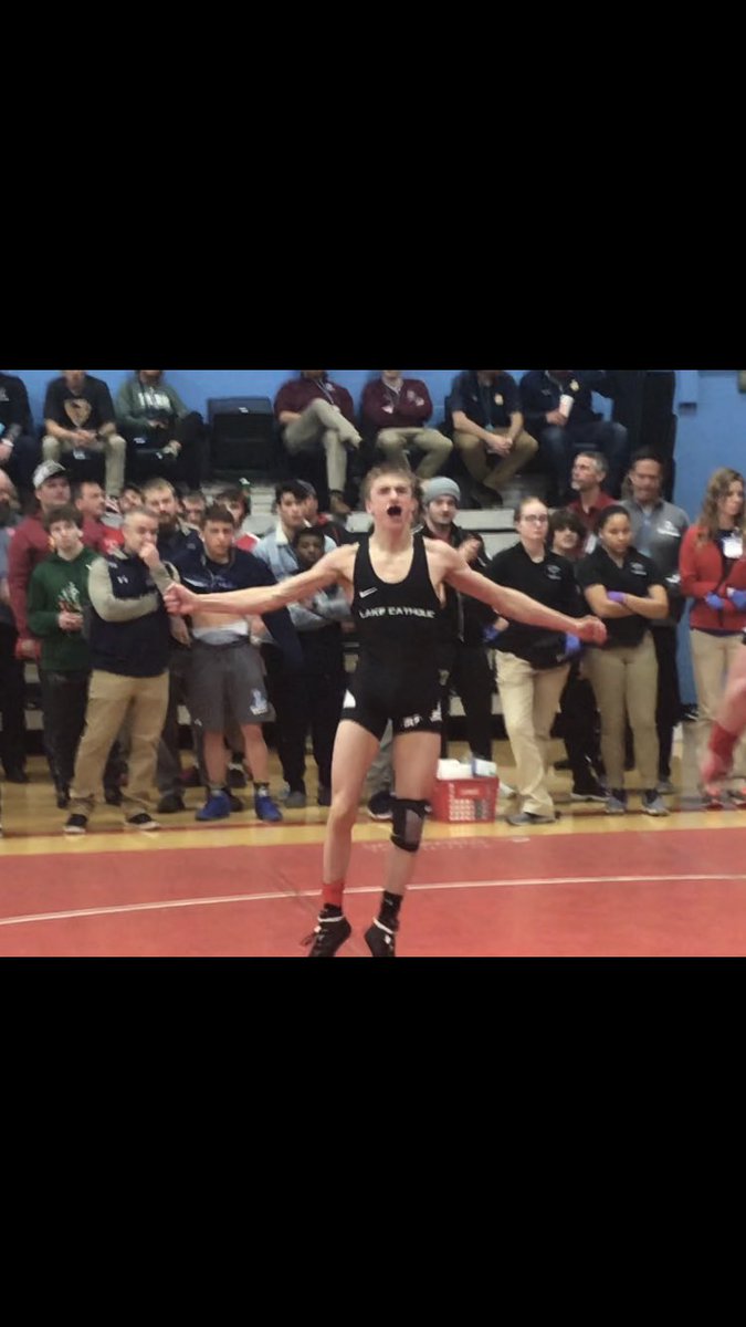 Brendan McCrone of <a href="/LCCougarWrestle/">LC Wrestling</a> . Raw emotion