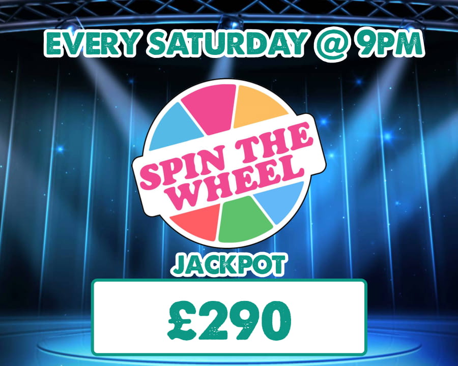 The jackpot is growing in our 'Spin The Wheel' Saturdays! 

Join us from 9pm for live music in O'Brien's Bar with Catriona Craic Of Don, and for your chance to win a prize on the wheel...