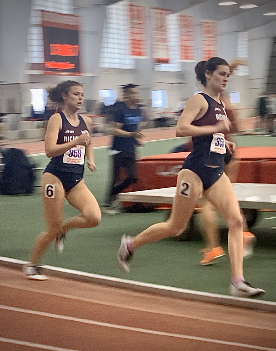 RichmondXCTF's tweet image. ECAC MILE PRELIM | Claire Brown leads it wire-to-wire to win in 4:49.26 with FR Lily Snow running a PR (4:50.00) as both advance to tomorrow’s final. #goSpiders #spidersxctf #oneRichmond #mile #bringbacktheMile