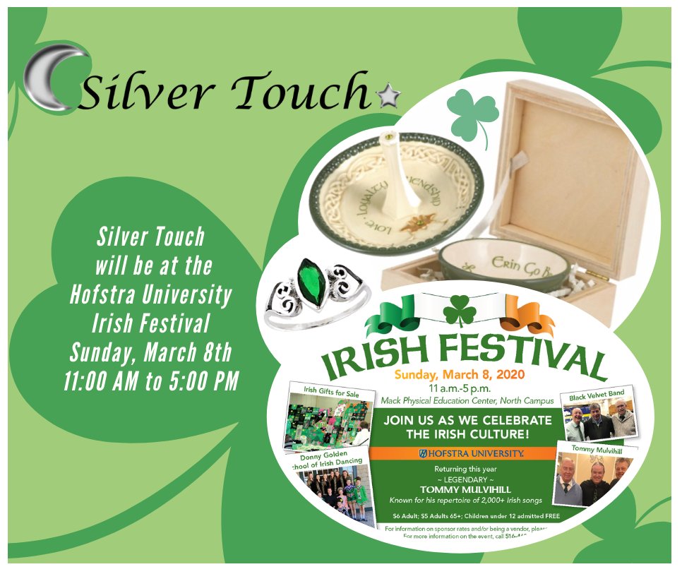 silvertouch211's tweet photo. ☘️We'll be at he Irish Festival Sunday, March 8th, 2020 at @HofstraU. Stop by #SilverTouch and take a look at our Irish sweaters and Celtic jewelry, gifts, and accessories. We hope to see you there! ☘️ #irishfestival #hofstra #sterlingsilver #irishsweaters #luckoftheirish https://t.co/dbTZFVq5Vy