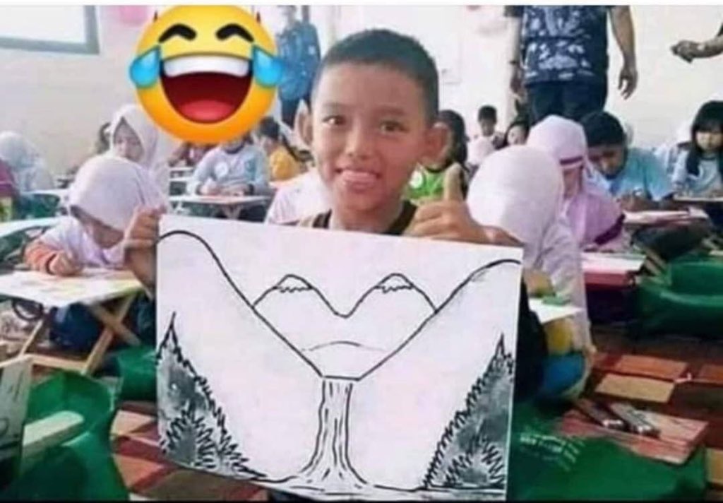 13SQLGFsj4eTSg7's tweet photo. طلبوا منه يرسم نهر ووديان  وجبال...🙄🙄 كس امه الي علمك الرسم🤔 https://t.co/jxfm3heNoK