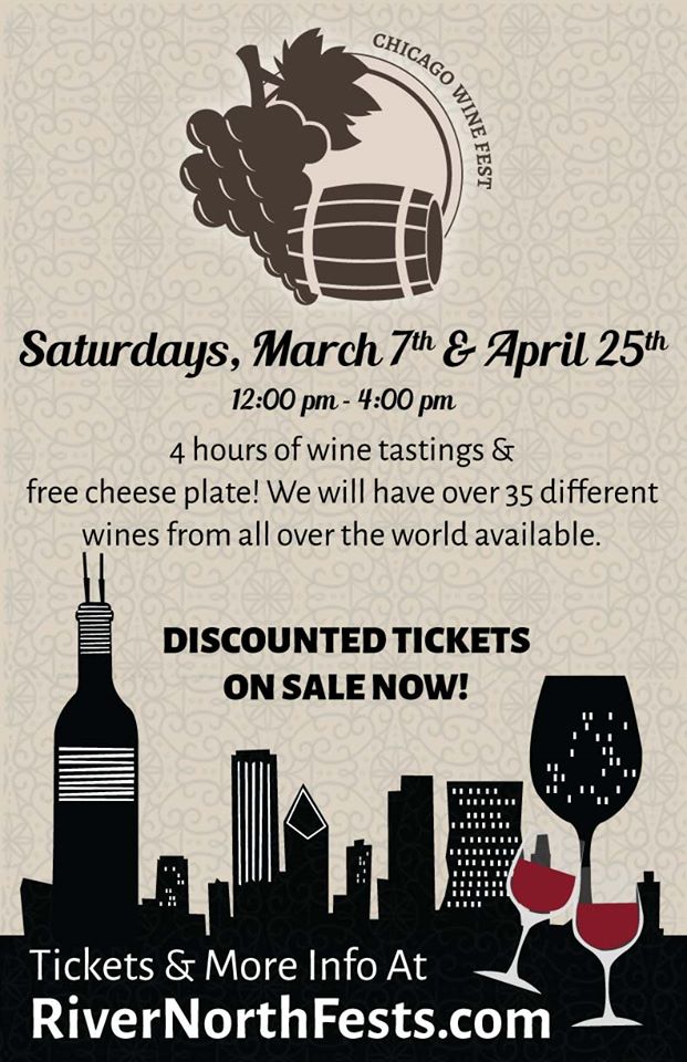 Join us TODAY for the Chicago Wine Fest!
Can't make it today? Join us April 25th for the next event! 

www,RiverNorthFests.com