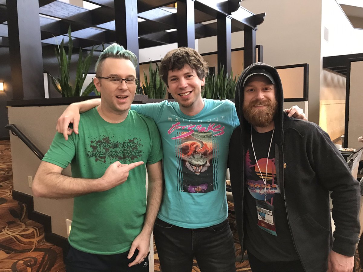 NorthInnsbruck's tweet photo. Made some new BFF’s at @VGMCon! Hey @watchoutforhsss - Spotted this one the wild.  
📸: @PresidentHoodie @stemage @northinnsbruck #mnsynthwave #synthwave #retrowave #MST3K https://t.co/f9olea0dCx
