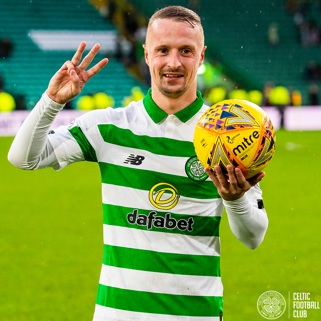 CelticFC's tweet photo. The hat-trick hero! 🦸‍♂️🎩

💚 @Leighgriff09 🤍 https://t.co/KQuDRzZzut