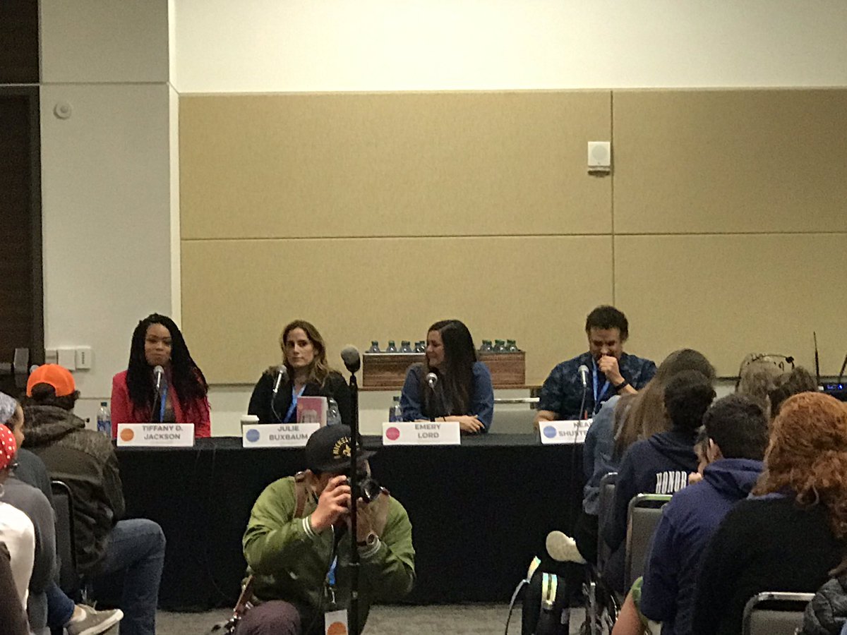 mlalextx's tweet photo. The room is full for The Struggle is Real with authors Tiffany Jackson, Julie Buxbaum, Emery Lord,and Neal Shusterman at North TX Teen Book Festival! #NTTBF20 @hhslibrarydisd https://t.co/QhMMaxF9UQ