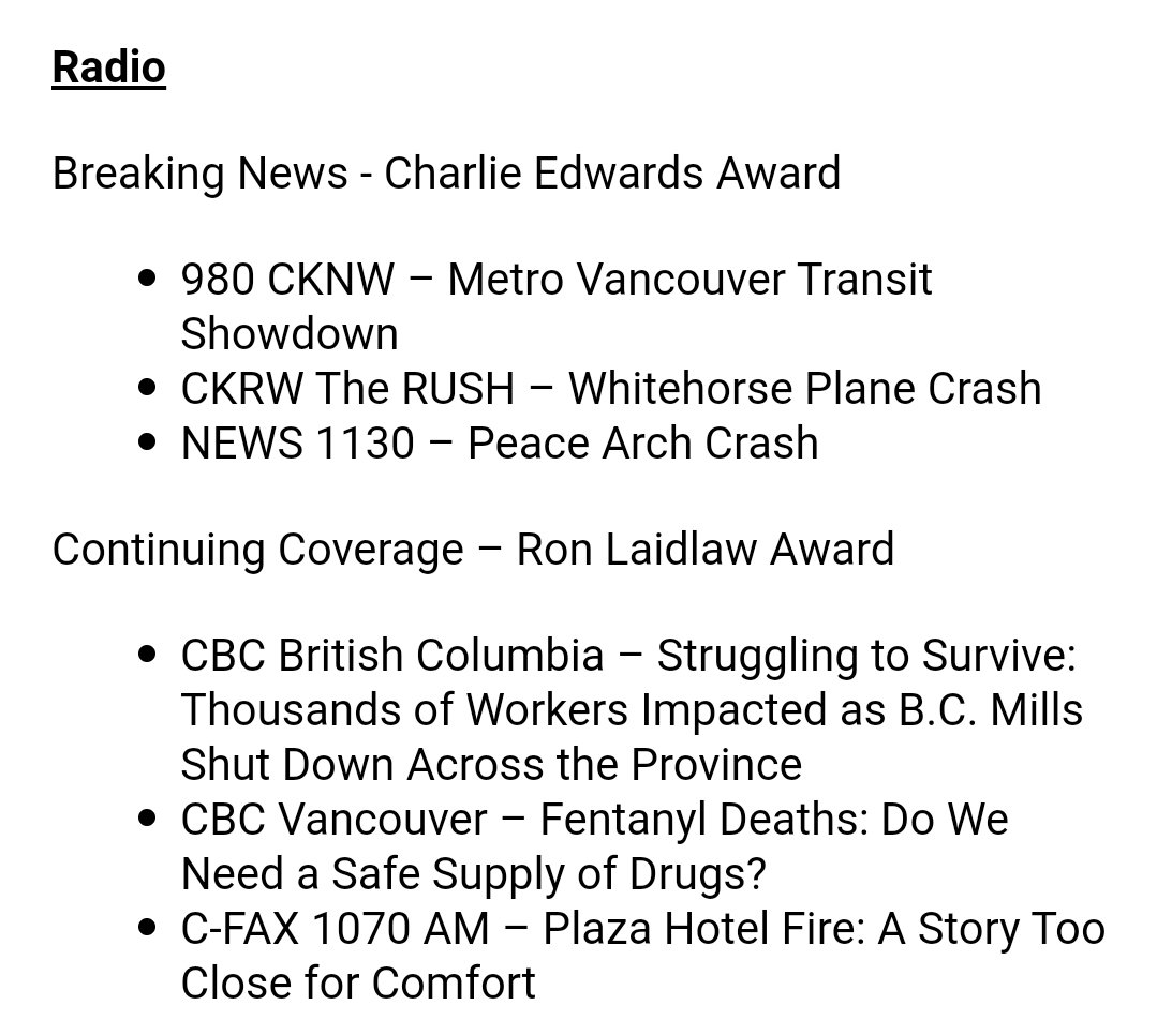 TimKucharuk's tweet photo. Honoured that @ckrwtherush was nominated for 2 @RTDNA_Canada Western regional awards in the Live Special Events and Breaking News catagories. Couldn't have done it without @John_KennedyD and others. Congratulations to CBC Yukon for their 3 nominations! https://t.co/kpQZwdApZg